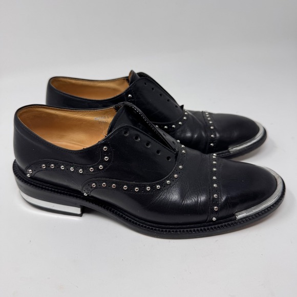 Barbara Bui Studded Black Leather Oxford Shoes – Size 36 (Made in Italy) - Picture 1 of 11